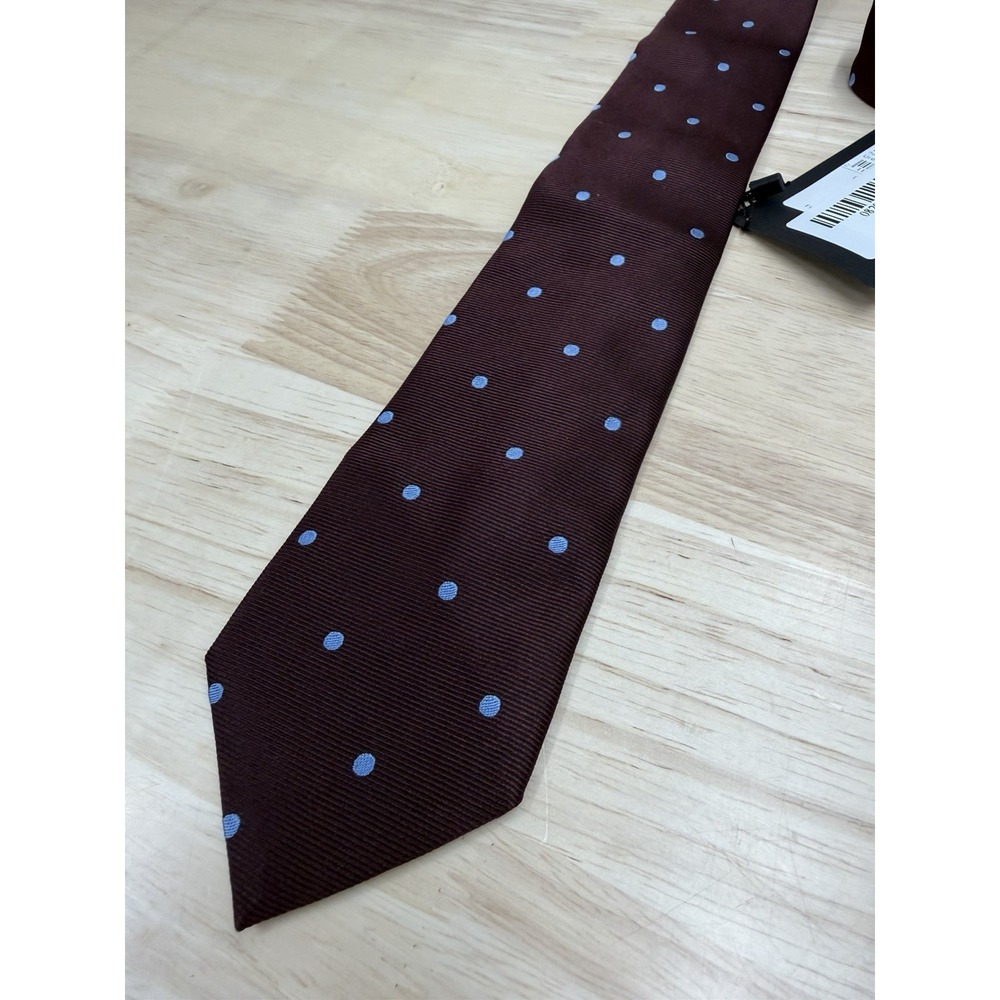 Ermenegildo Zegna 100% Silk Brown Polka Dot Tie Necktie Made in Italy - New